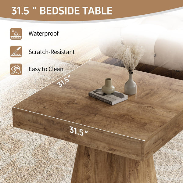 Square Dining Table 31.5" – Rustic Wood, Pedestal Base