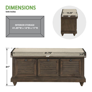 Coastal Lift-Top Storage Bench with Louvered Front