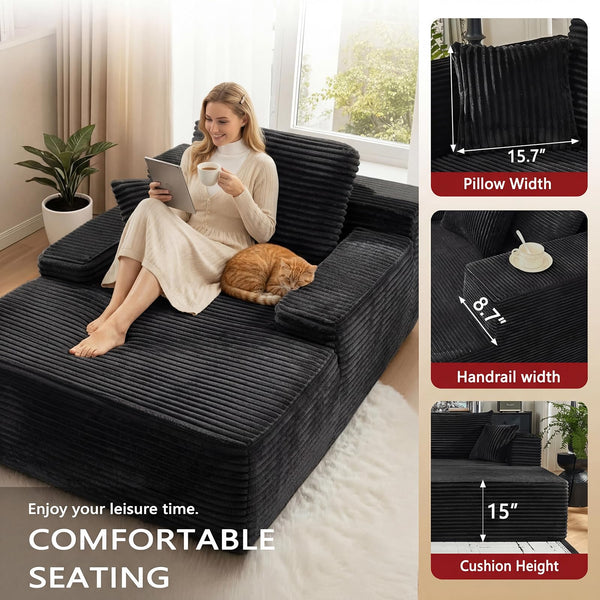67" Oversized Corduroy Boneless Lounge Chair