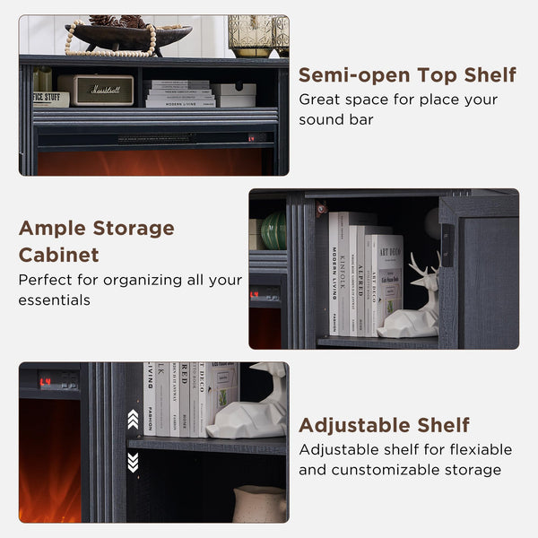 70" Farmhouse TV Stand with 36" Electric Fireplace