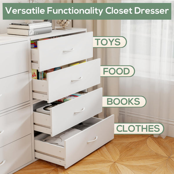 2-Drawer Wood Closet Organizer – White Stackable Dresser (6-Pack)