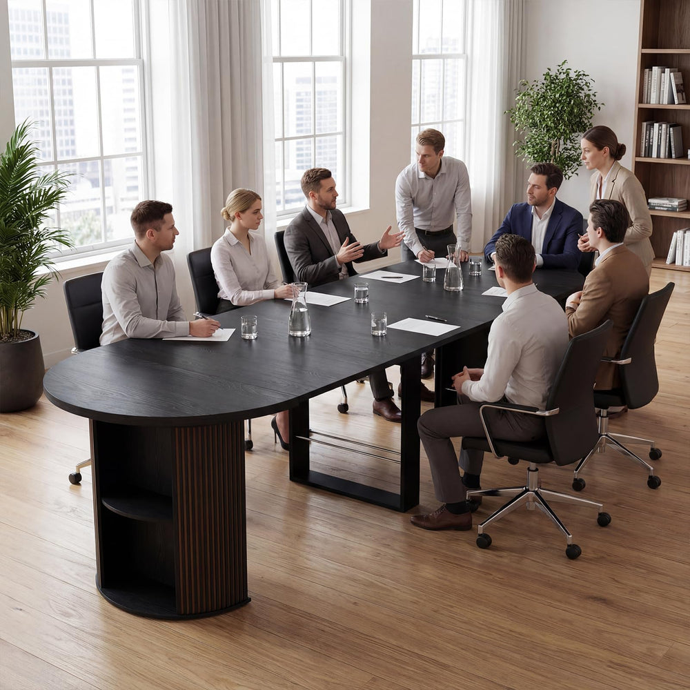 Expandable Round Dining Table with Storage Pedestal Base — Seats 2 to 12