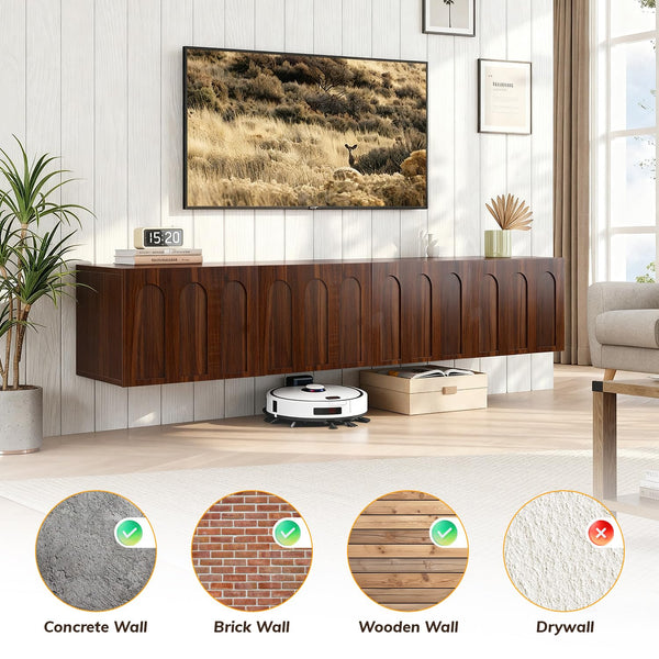 71" Floating TV Stand Wall Mounted Entertainment Center with Storage