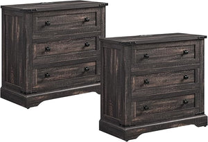 32" Farmhouse Nightstand with Charging Station