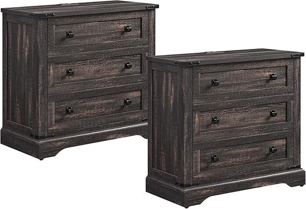 32" Farmhouse Nightstand with Charging Station