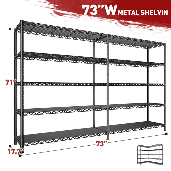5-Tier Heavy Duty Wire Shelving Unit with Adjustable Shelves