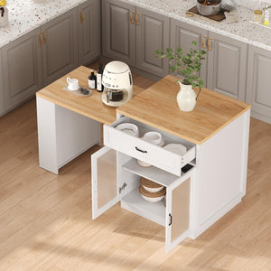 Extendable Kitchen Island with Storage & Power Outlet