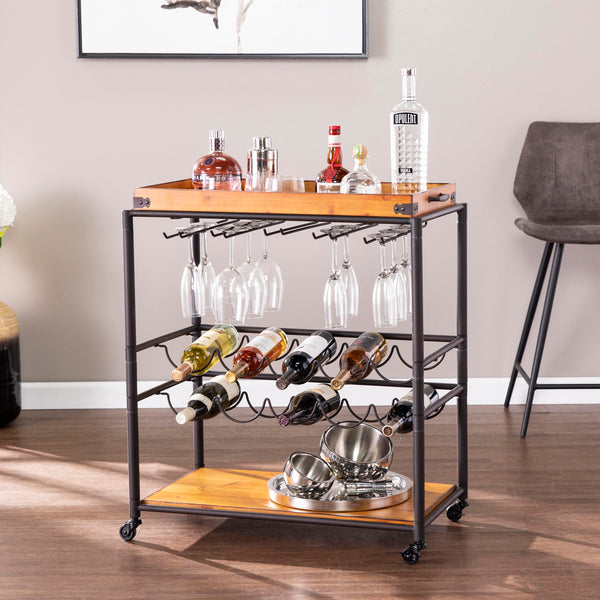 Transitional Bar Cart with Wine Rack