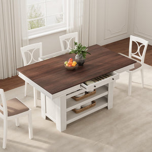60-Inch Counter Height Dining Table with Wine Rack and Storage Shelves
