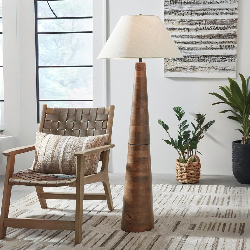 Contemporary Wood Floor Lamp with 3-Way Switch