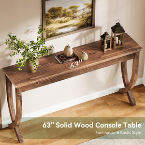 63" Solid Wood Farmhouse Console Table