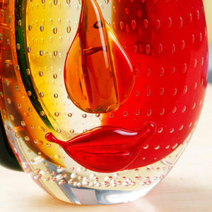 Murano-Style Art Glass Face Sculpture — Hand Blown Decorative Figurine
