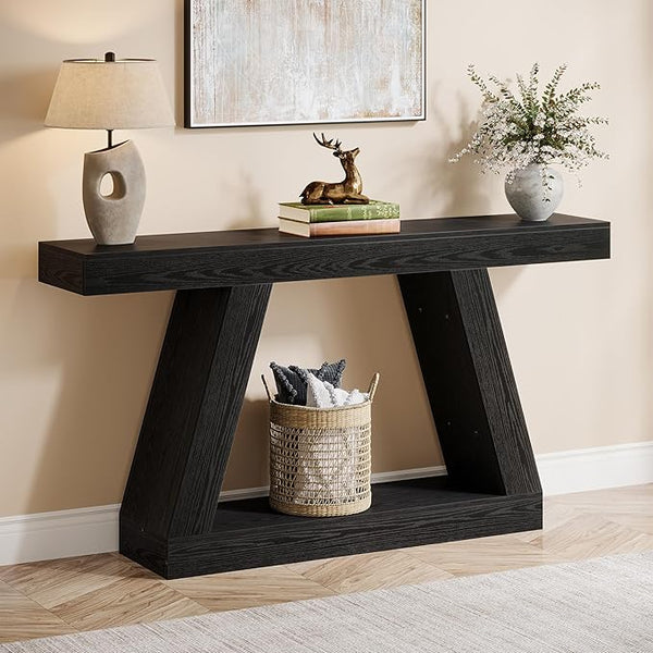 Farmhouse Console Table 55-Inch with Storage