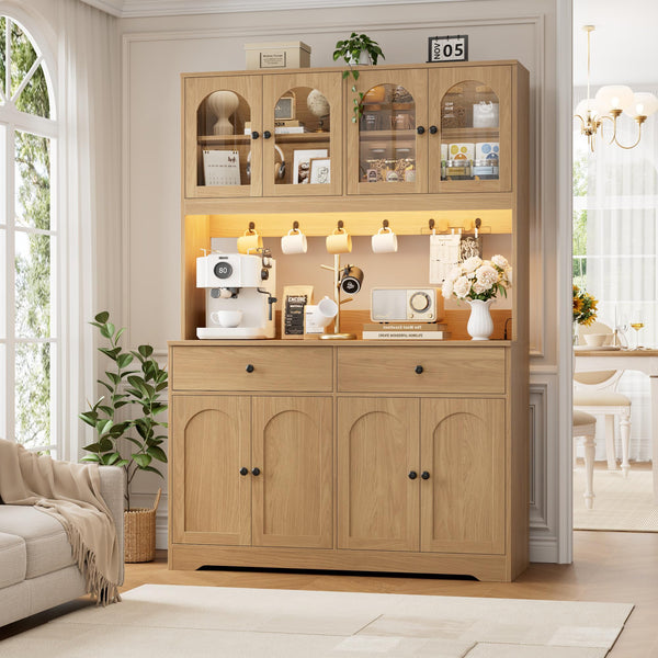 71" LED Kitchen Pantry Cabinet with Power Outlet