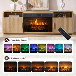 70" Fluted TV Stand with 30" Electric Fireplace