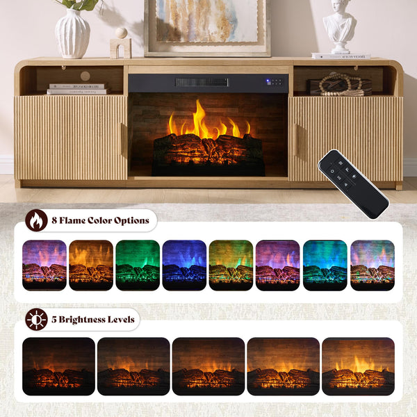 70" Fluted TV Stand with 30" Electric Fireplace