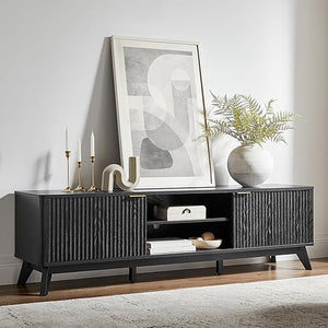 70" Mid-Century Modern Fluted TV Stand with Storage