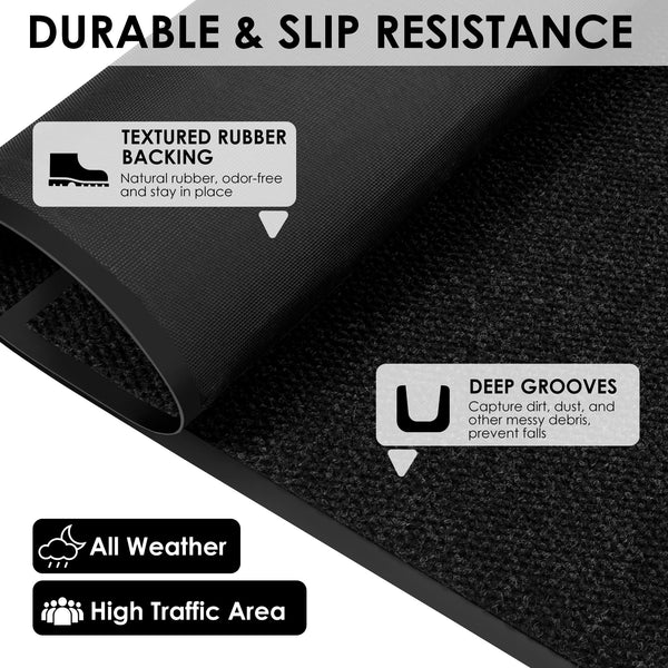 Indoor Outdoor Entrance Door Mat – Non-Slip Rubber Backing, Heavy Duty Dirt Trapper