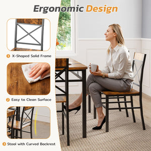7-Piece Dining Table Set with 6 X-Back Chairs – Modern Farmhouse Kitchen Dining Set