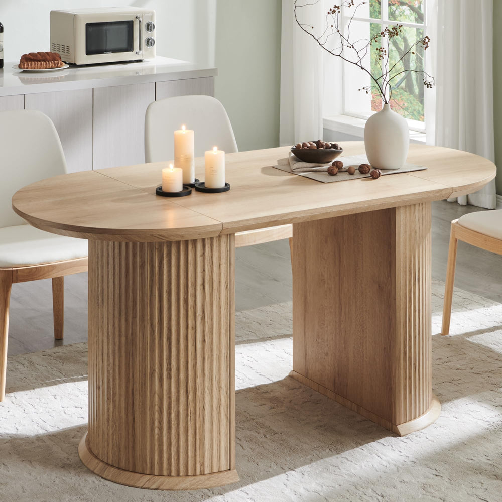 63-Inch Fluted Oval Dining Table for 4–6