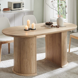 63-Inch Fluted Oval Dining Table for 4–6