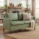 Small Linen Loveseat Sofa with Iron Legs