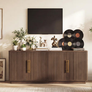 Fluted TV Stand & Entertainment Center – 70" Media Console with Storage