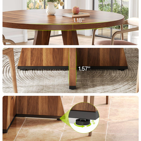 47-Inch Round Dining Table with Pedestal Base