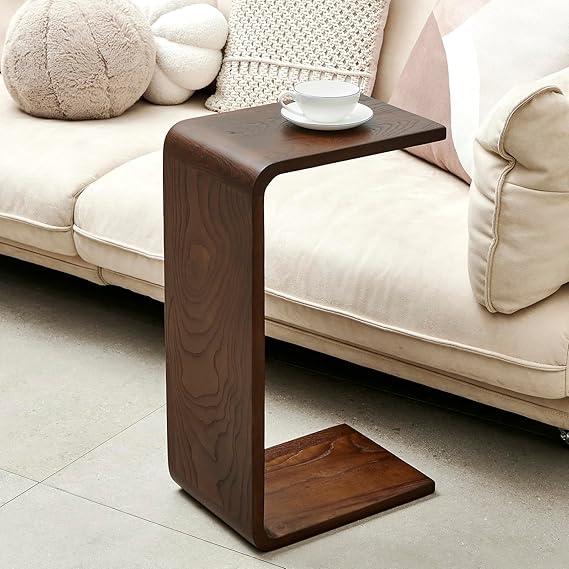 C-Shaped End Table – Walnut