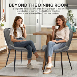 Dining Chairs Set of 4 – Faux Leather with Metal Legs