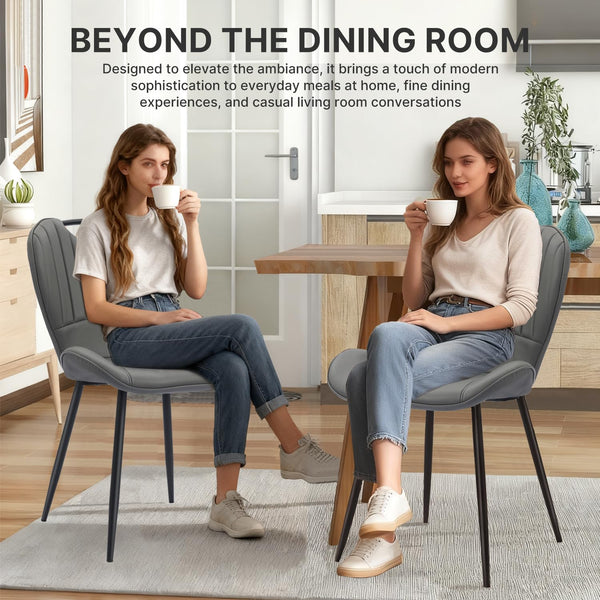 Dining Chairs Set of 4 – Faux Leather with Metal Legs