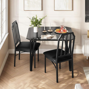 2-Person Dining Table Set with Upholstered Chairs