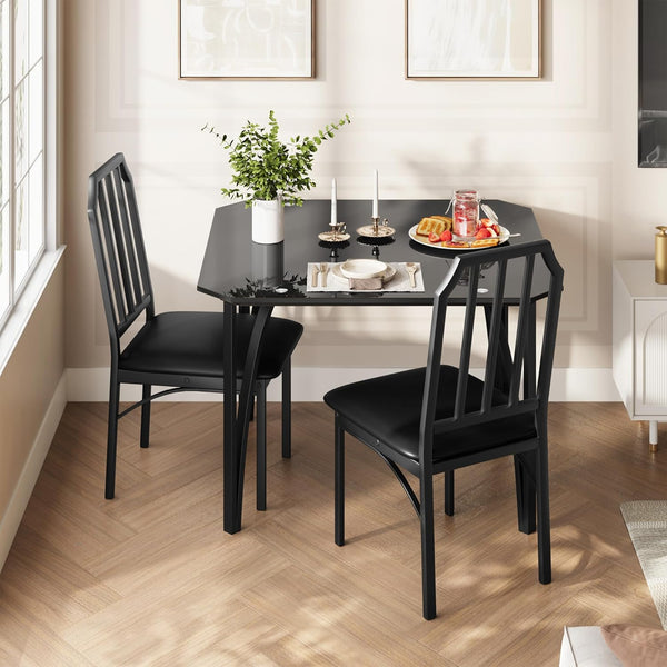 2-Person Dining Table Set with Upholstered Chairs