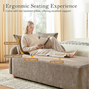 Indoor Chaise Lounge Chair with Deep Seat & 2 Pillows