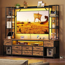 Large Entertainment Center with LED Lighting & Power Outlets