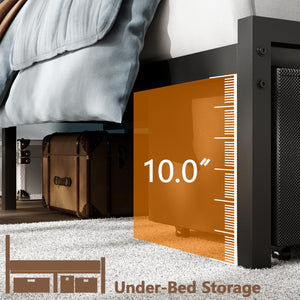 Queen Bed Frame with LED Lights, Storage Drawers & Charging Station