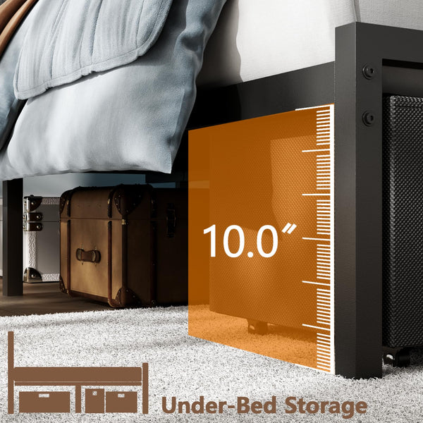 Queen Bed Frame with LED Lights, Storage Drawers & Charging Station