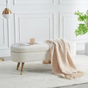 Upholstered Storage Ottoman Bench with Gold Metal Legs