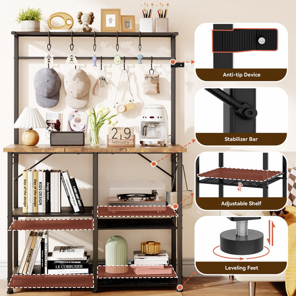 4-Tier Bakers Rack with Storage & Coffee Bar