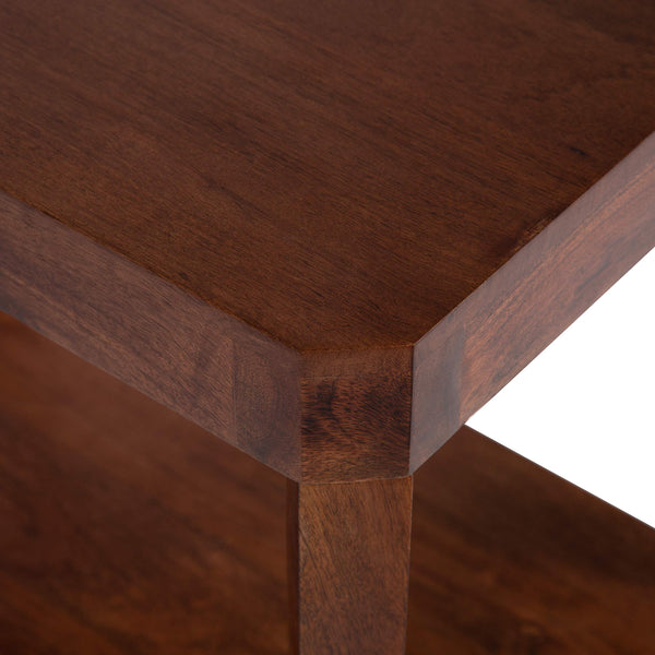 Mid-Century Mango Wood Two-Tier Side Table
