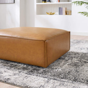 Vegan Leather Sectional Sofa Ottoman – Tan