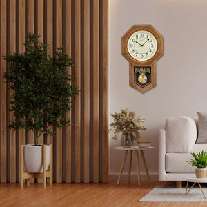 Pendulum Mantel Clock with Chime | Golden Oak Finish | Quartz Movement
