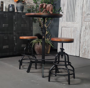 Adjustable Height Round Bar Table – Industrial Swivel Pub Table