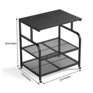 Mobile Printer Stand with 3-Tier Shelf & Large Desktop