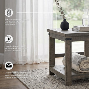 Hollum 24-Inch Square End Table with Storage Shelf