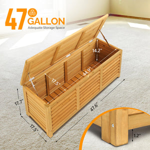 47 Gallon Wood Deck Box – Outdoor Storage Bench