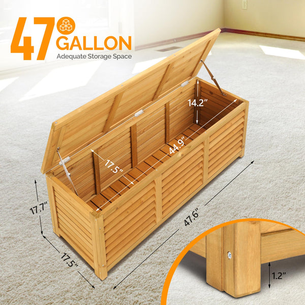 47 Gallon Wood Deck Box – Outdoor Storage Bench