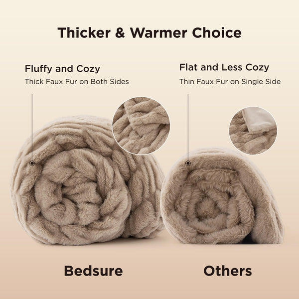 Faux Fur Throw Blanket – Double-Sided Plush 50"x60"