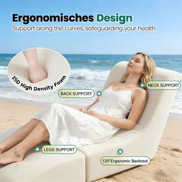 Foldable Outdoor Lounge Chair – Waterproof Bean Bag Chaise with Lumbar Support