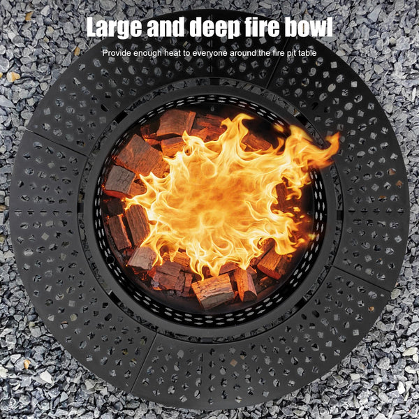 3-in-1 Wood Burning Fire Pit with Grill, Lid & Poker